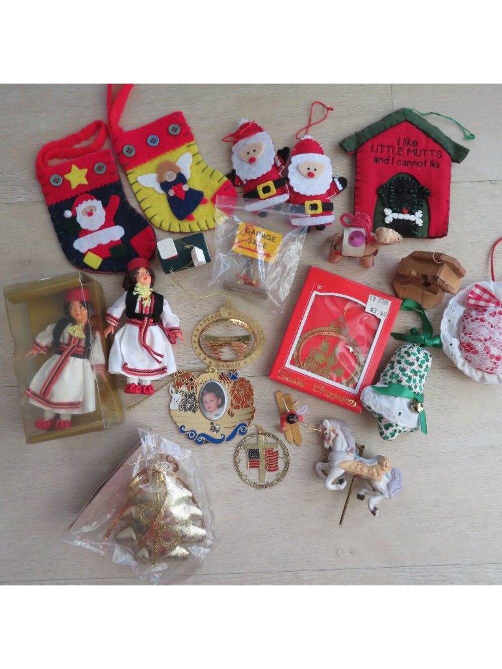 Assorted Christmas Ornaments & Holiday Decor Lot – Stockings Santa Dolls & More